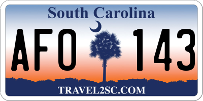 SC license plate AFO143