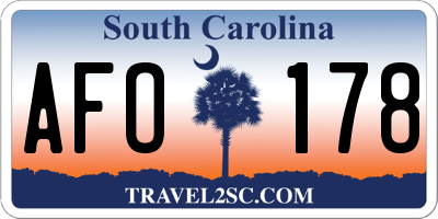 SC license plate AFO178