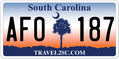 SC license plate AFO187