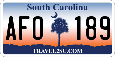 SC license plate AFO189