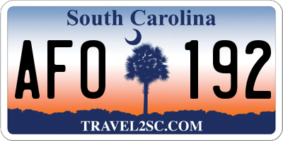 SC license plate AFO192