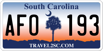 SC license plate AFO193