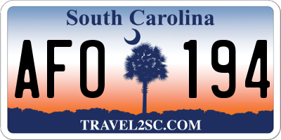 SC license plate AFO194