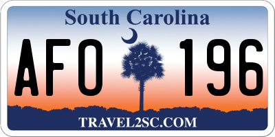 SC license plate AFO196