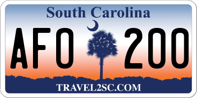 SC license plate AFO200