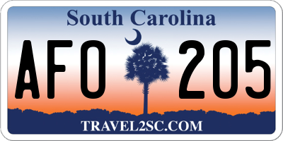 SC license plate AFO205