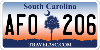 SC license plate AFO206