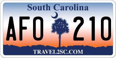 SC license plate AFO210