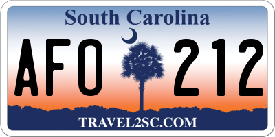 SC license plate AFO212