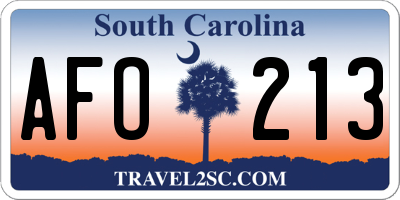 SC license plate AFO213