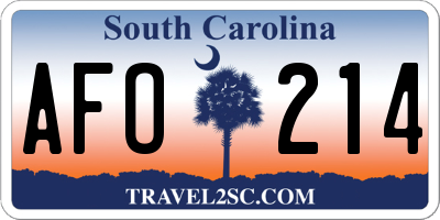 SC license plate AFO214