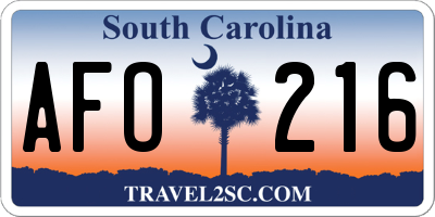 SC license plate AFO216
