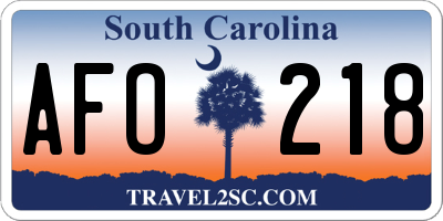 SC license plate AFO218
