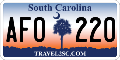 SC license plate AFO220