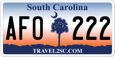 SC license plate AFO222