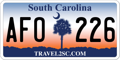 SC license plate AFO226