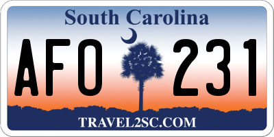 SC license plate AFO231