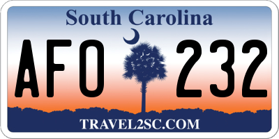 SC license plate AFO232