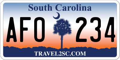 SC license plate AFO234