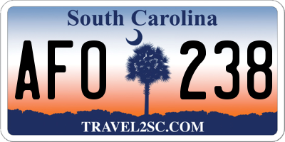 SC license plate AFO238