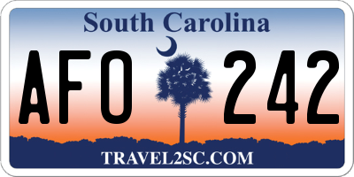 SC license plate AFO242
