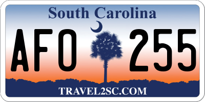 SC license plate AFO255