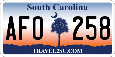 SC license plate AFO258
