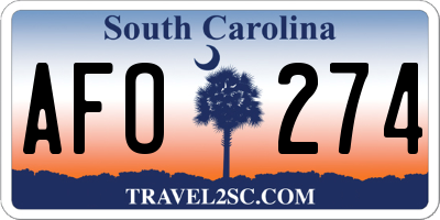 SC license plate AFO274