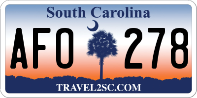 SC license plate AFO278