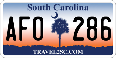 SC license plate AFO286
