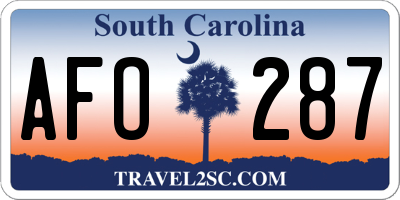 SC license plate AFO287
