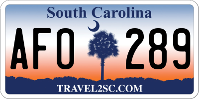 SC license plate AFO289