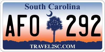 SC license plate AFO292