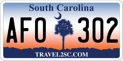 SC license plate AFO302