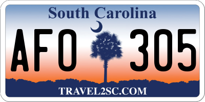 SC license plate AFO305