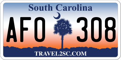 SC license plate AFO308