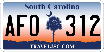 SC license plate AFO312