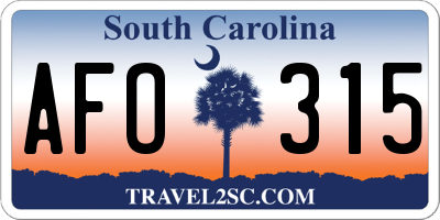 SC license plate AFO315