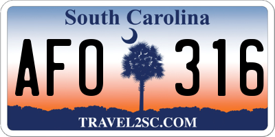 SC license plate AFO316