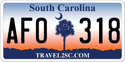 SC license plate AFO318