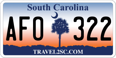 SC license plate AFO322