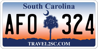 SC license plate AFO324