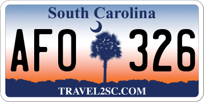 SC license plate AFO326