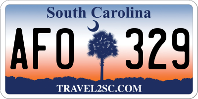SC license plate AFO329