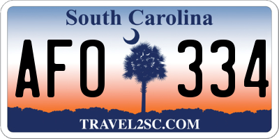 SC license plate AFO334