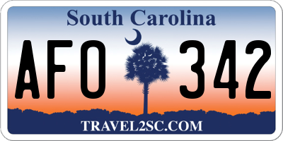 SC license plate AFO342