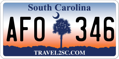 SC license plate AFO346