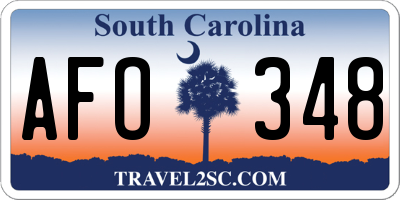 SC license plate AFO348