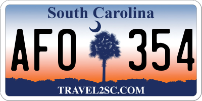 SC license plate AFO354