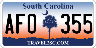 SC license plate AFO355